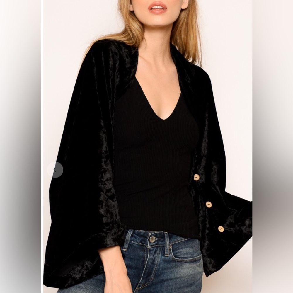 Crushed Velvet Black Shrug